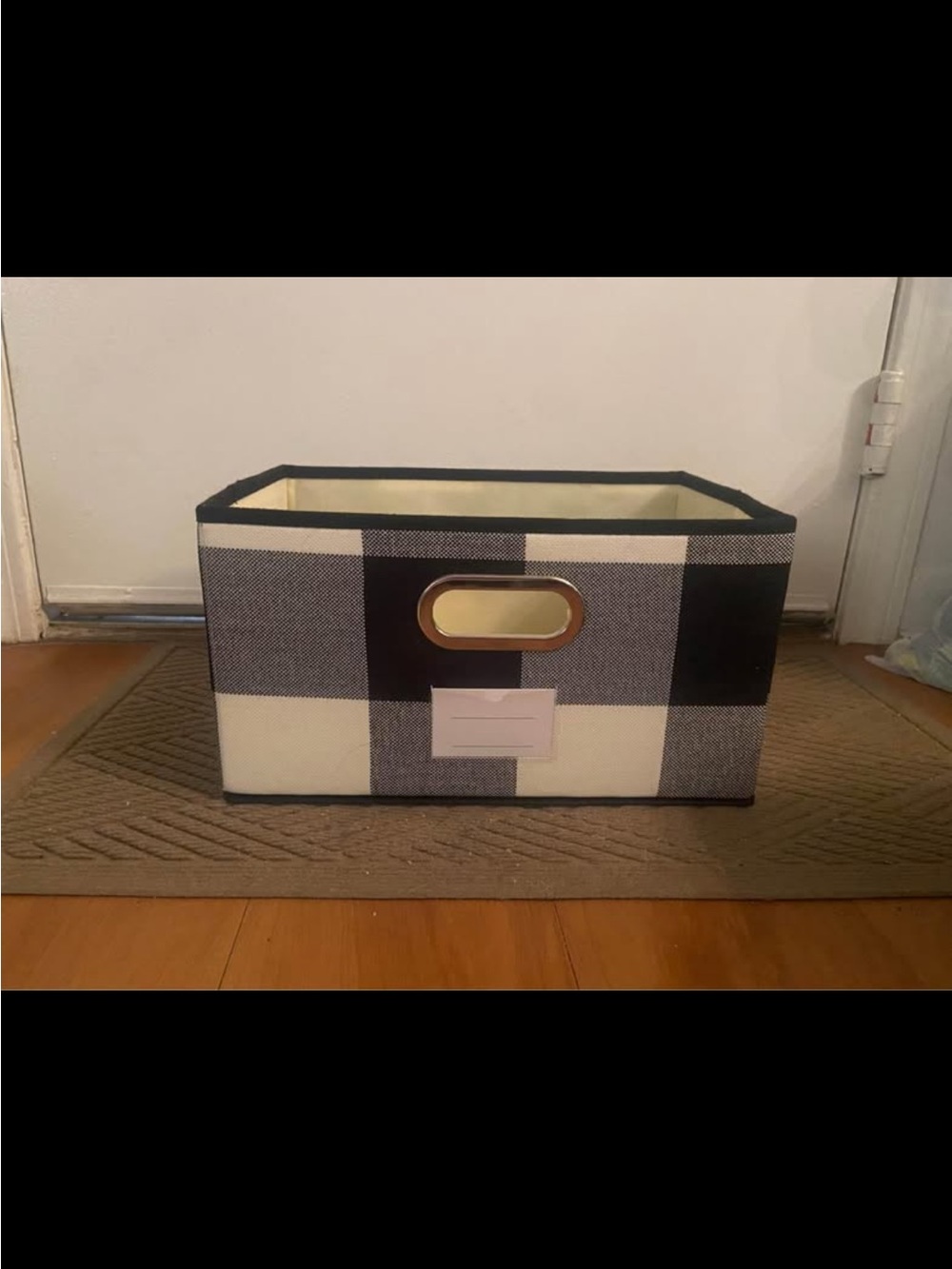 Plaid Fabric Storage Bin in Black and Cream/ and plain black 7 total